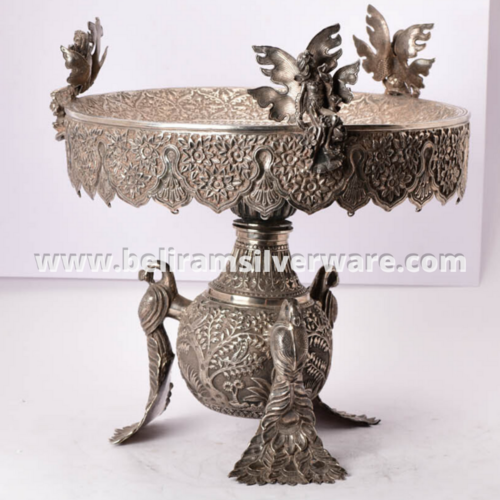 Peacock Legged Nakshi Silver Centerpiece