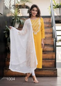 Fancy Kurti With Chikan Work Duppata