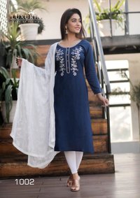 Fancy Kurti With Chikan Work Duppata