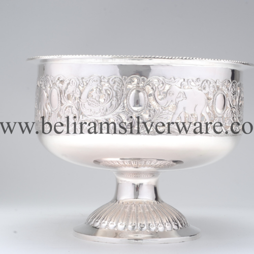 Pedestal Elephant Nakshi Silver Bowl