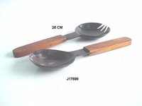 Wooden Salad Set With Bone Inlay