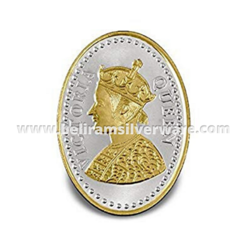 Golden Victorian Queen Oval Silver Coin