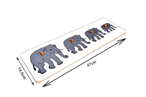 Kidken Montessori Size Variation or seriation Inset Board Elephant for 2 Years Kids