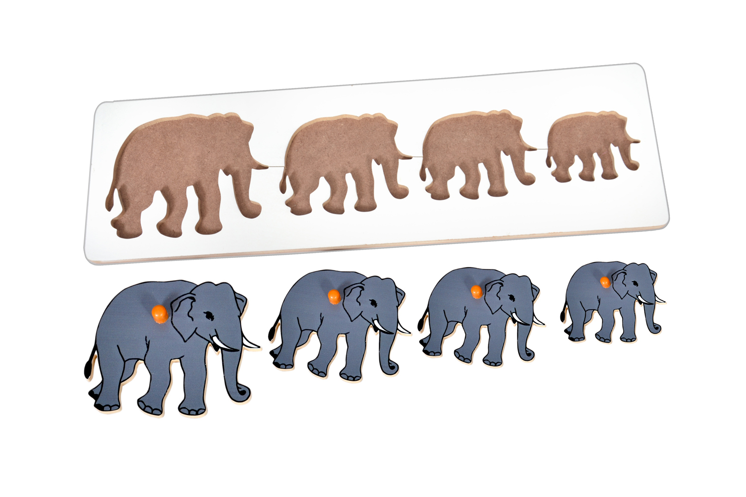 Kidken Montessori Size Variation or seriation Inset Board Elephant for 2 Years Kids