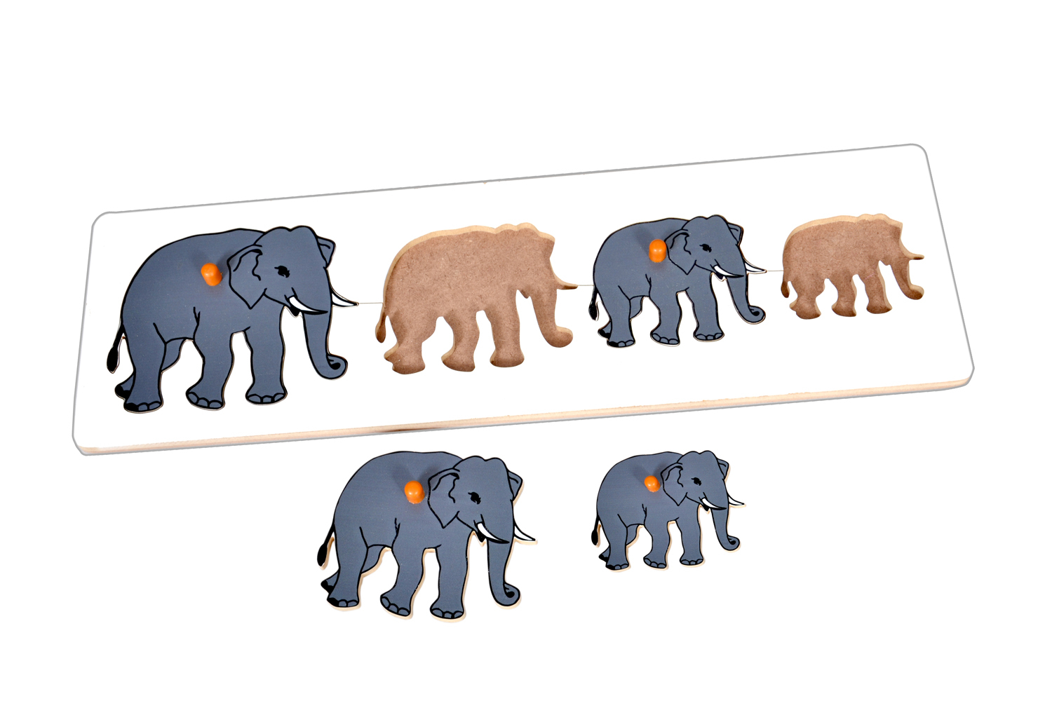 Kidken Montessori Size Variation or seriation Inset Board Elephant for 2 Years Kids