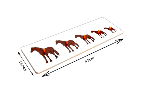 Kidken Size Variation Inset Board Horse / Seriation Board Puzzle / Wooden Size variation Puzzle