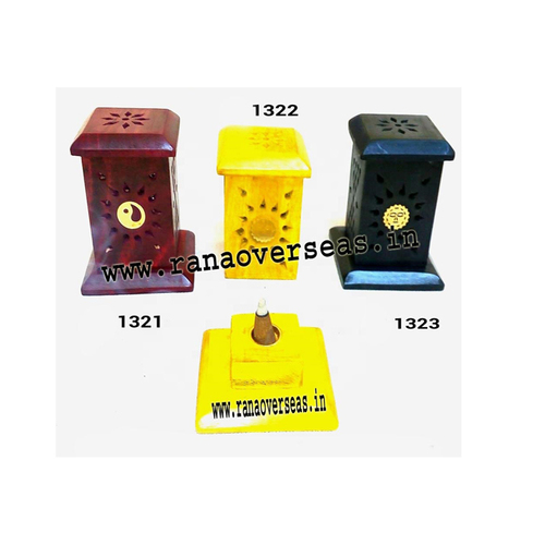 Brown yellow Green Color Small Wooden Incense Towers