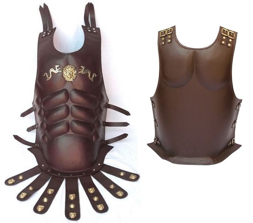 Brown Leather Muscle Armor Cuirass ~ Dragon Emblem Wearable Collectible Roman Armour