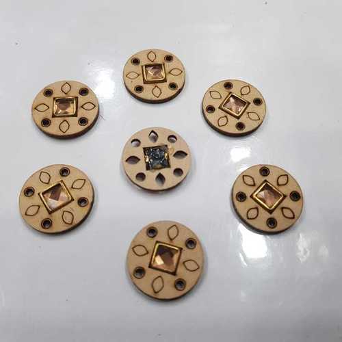 WOODEN LASER DIAMOND STICKING CUTWORK BUTTON
