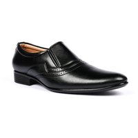 Laogi Exclusive Black Slip-on Formal Shoes - Pu Outsole, Size 6 To 10, Waterproof, Extra Comfort | Handmade Quality, Versatile For All Occasions