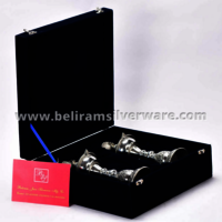 Decorative Perched Peacock Silver Lamps Set