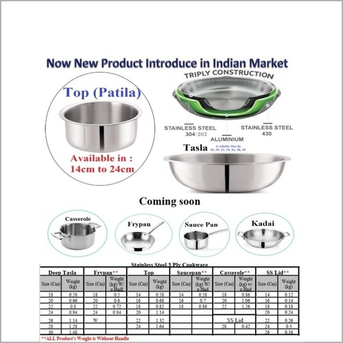Stainless Steel Triply Cookware By ALANKAR METAL CORPORATION