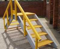 Frp Pultruded Walkways, Staircase, Railings - E-glass Fiber, Customizable Dimensions, Yellow Color | Anti-corrosion, Low Thermal Conductivity, High Friction Design