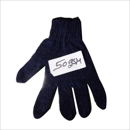 Blue Cotton Knitted Hand Gloves