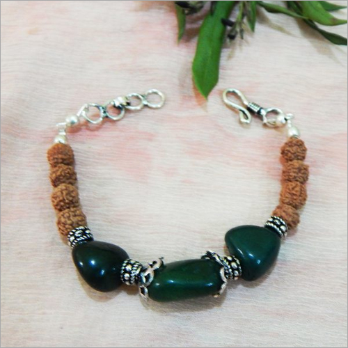 Green Aventurine Tumble And Rudraksha Beads Bracelet