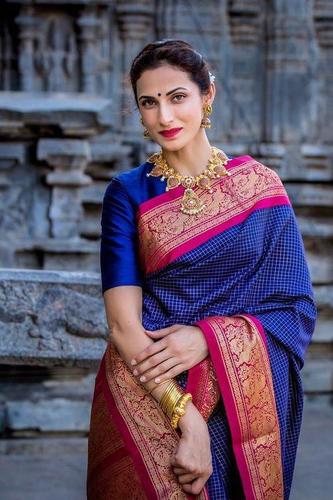 Multi Colour Lichi Silk Saree