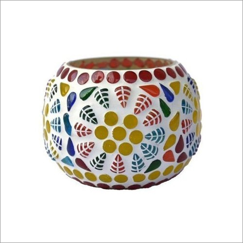 Handmade Glass Mosaic Tea Light Holder Size: Different Size Available