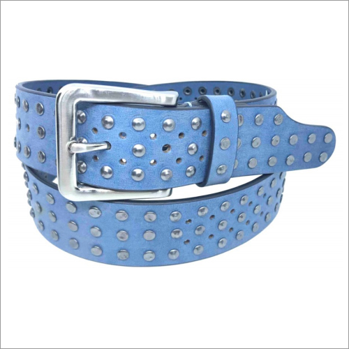 Genuine Sky Blue Leather Ladies Belt