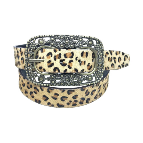 Genuine Hairon Leopard Print Leather Ladies Belt