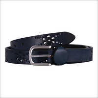 Genuine Navy Blue Leather Mens Belt