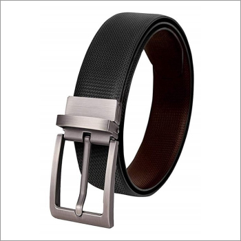 Genuine Black Print Leather Mens Belt