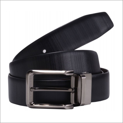 Genuine Black Plain Leather Mens Belt