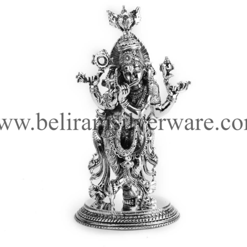 Intricately Carved Radha Krishna Silver Idols