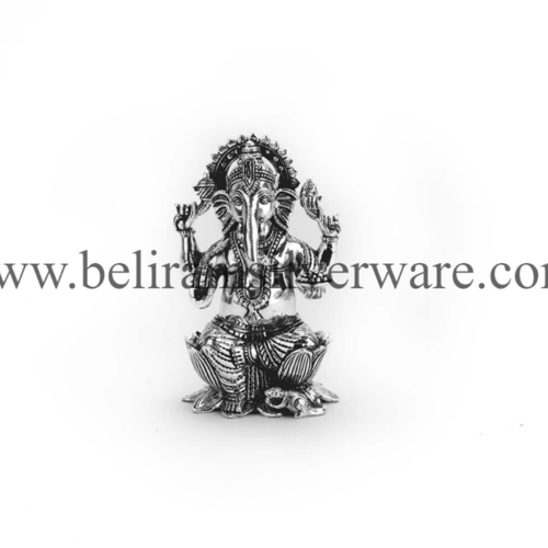 Silver Laxmi Ganesha Idols On Lotus By BELIRAM JAIN SILVERWARE MFG.CO.