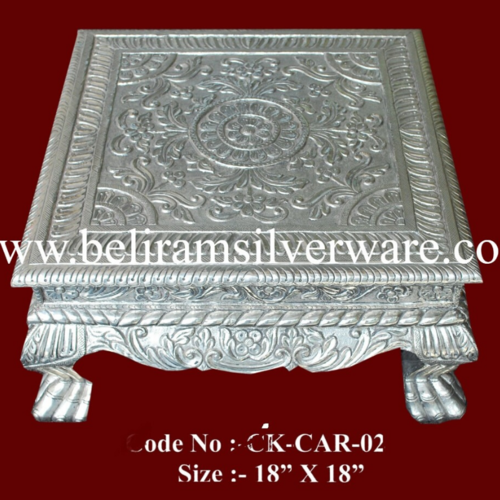 Royal Flower Design Silver Chowki