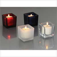 Glass Square Candle - Height: 12 Inches
