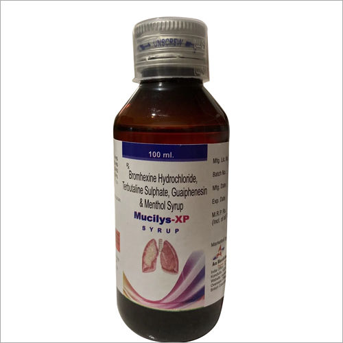 100 ml Bromhexine Hydrochloride Terbutaline Sulphate Guaiphenesin and Menthol Syrup