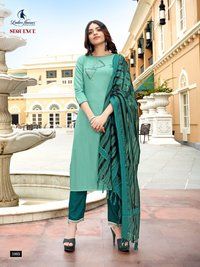 rayon embroidered kurti with Pure Banarasi duppta