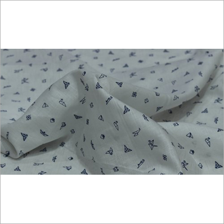 White Printed Linen Fabric