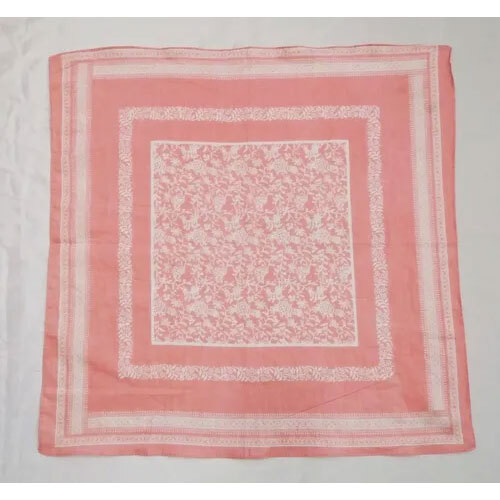 Cotton Printed Bandana - 50x50 cm, Custom Design Available, Pink Color, Daily Usage
