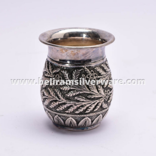 Leaf Carved Silver Glass