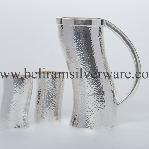 Wavy Dot Hammered Texture Silver Jug Set