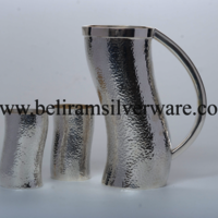 Wavy Dot Hammered Texture Silver Jug Set