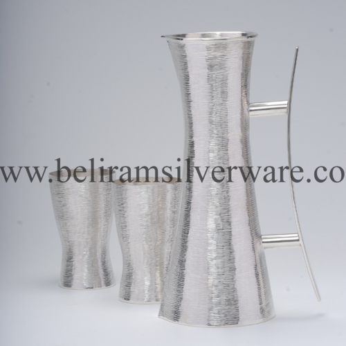 Modern Hammered Texture Silver Jug Set