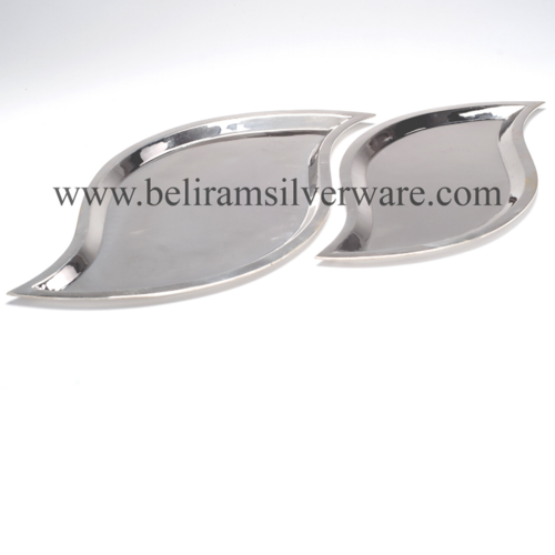 Wavy Leaf Shape Silver Platters