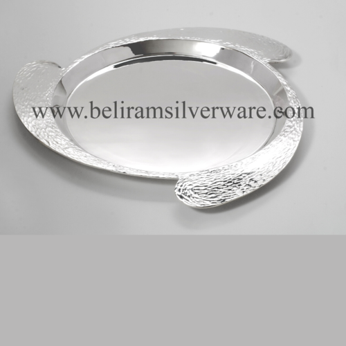 Circular Hammered Texture Silver Platter