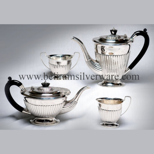 Fluted Design Silver Tea Set