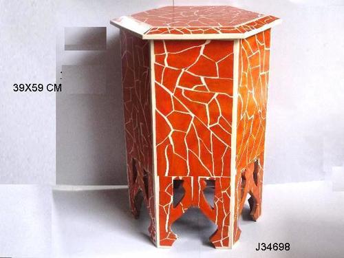 Resin Inlay Side Table Hexagon Pattern