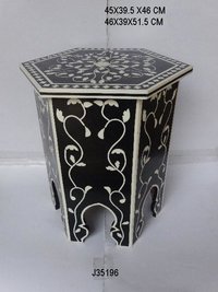 Resin Inlay Side Table Hexagon Pattern