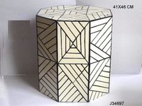 Resin Inlay Side Table Hexagon Pattern