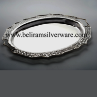 Nakshi Jali Border Oval Silver Tray