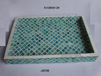 Rectangular Tray With Bone Inlay Moroccan   Work