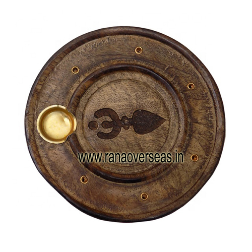 Wood Round Goddess Stick And Cone Incense Burner Plate