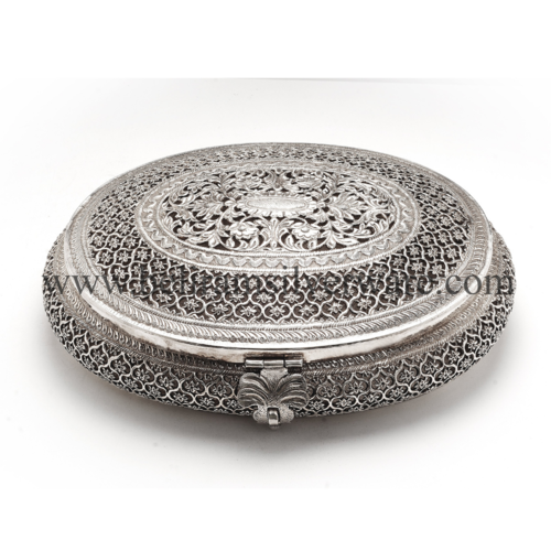 Flower Carved Nakshi Silver Box
