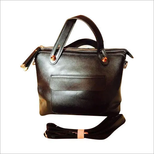 Ladies Leather Shoulder Bag - Genuine Leather Material, Zipper Closure | Elegant Plain Design for Women