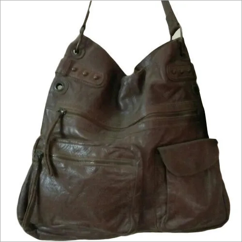 Ladies Brown Plain Leather Shoulder Bag